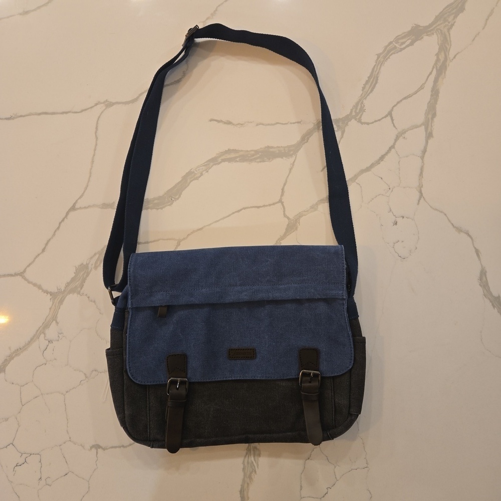 Siddhartha Canvas Festival Messenger Crossbody Bag Blue Gray